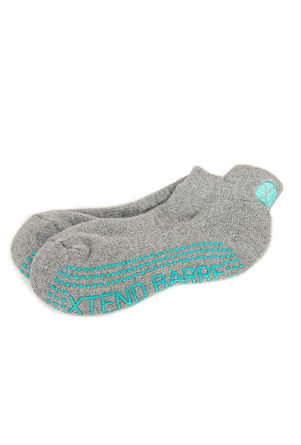 Xtend Barre Grey w/Teal Logo Socks